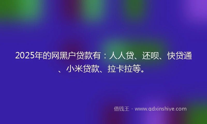 2025年的网黑户贷款有：人人贷、还呗、快贷通、小米贷款、拉卡拉等。