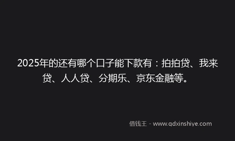2025年的还有哪个口子能下款有：拍拍贷、我来贷、人人贷、分期乐、京东金融等。