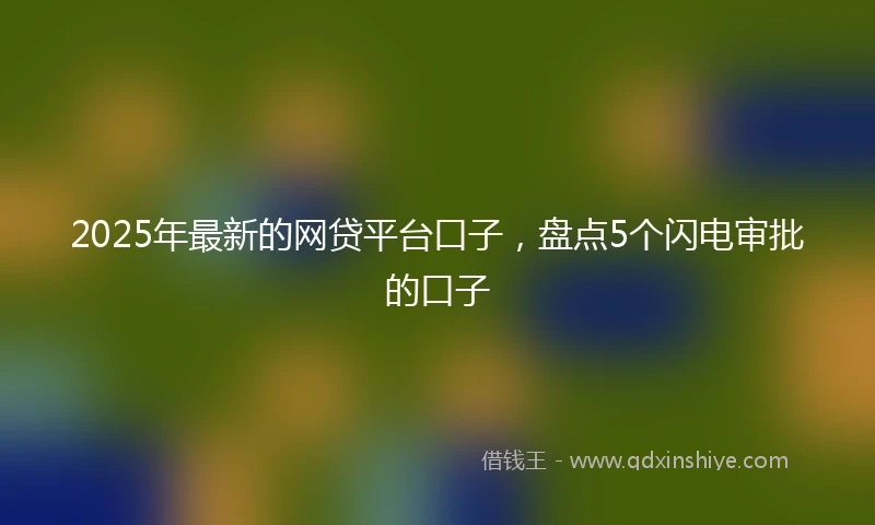 2025年最新的网贷平台口子，盘点5个闪电审批的口子