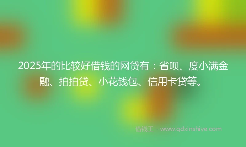 2025年的比较好借钱的网贷有：省呗、度小满金融、拍拍贷、小花钱包、信用卡贷等。