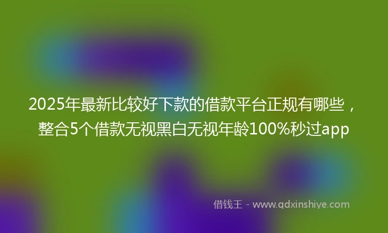2025年最新比较好下款的借款平台正规有哪些，整合5个借款无视黑白无视年龄100%秒过app