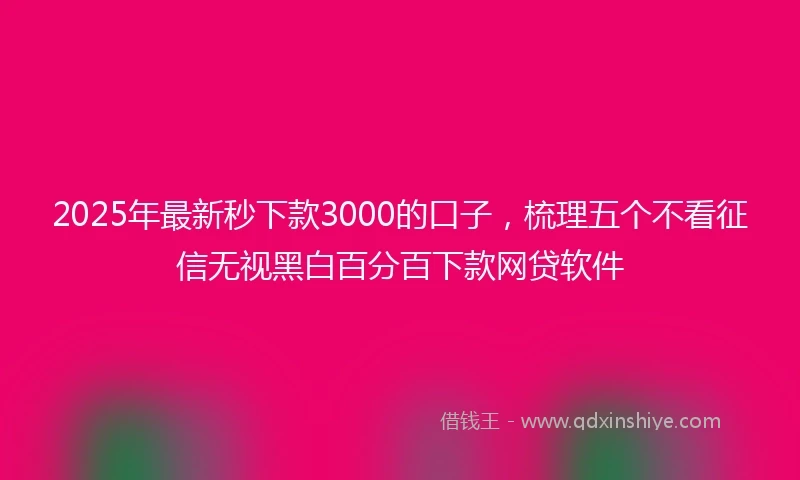 2025年最新秒下款3000的口子，梳理五个不看征信无视黑白百分百下款网贷软件
