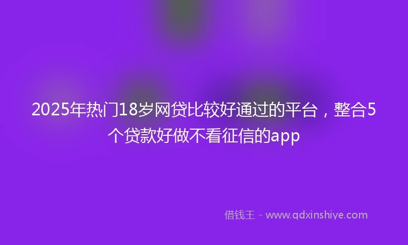 2025年热门18岁网贷比较好通过的平台，整合5个贷款好做不看征信的app