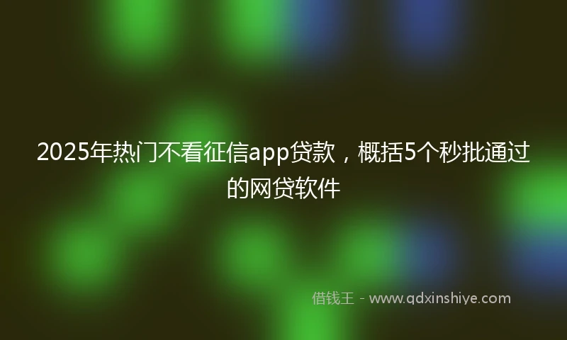 2025年热门不看征信app贷款,概括5个秒批通过的网贷软件