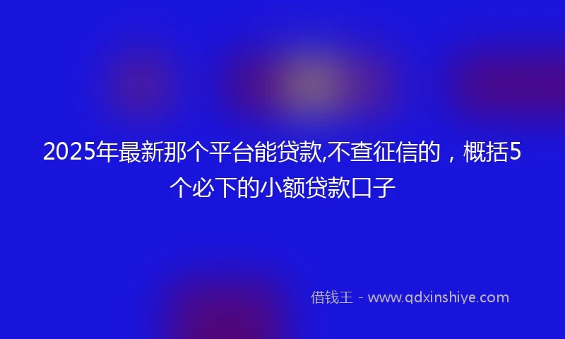 2025年最新那个平台能贷款,不查征信的，概括5个必下的小额贷款口子