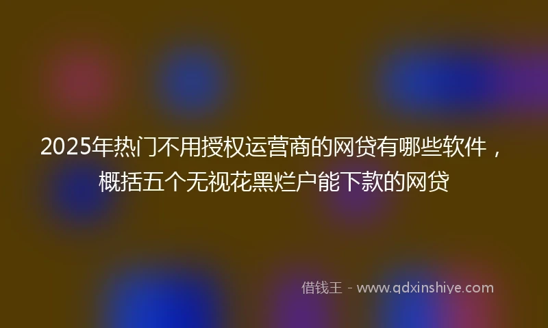 2025年热门不用授权运营商的网贷有哪些软件，概括五个无视花黑烂户能下款的网贷