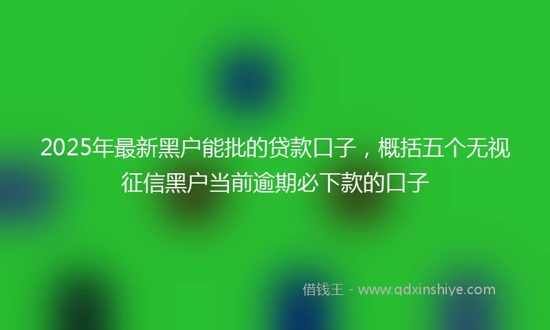 2025年最新黑户能批的贷款口子，概括五个无视征信黑户当前逾期必下款的口子