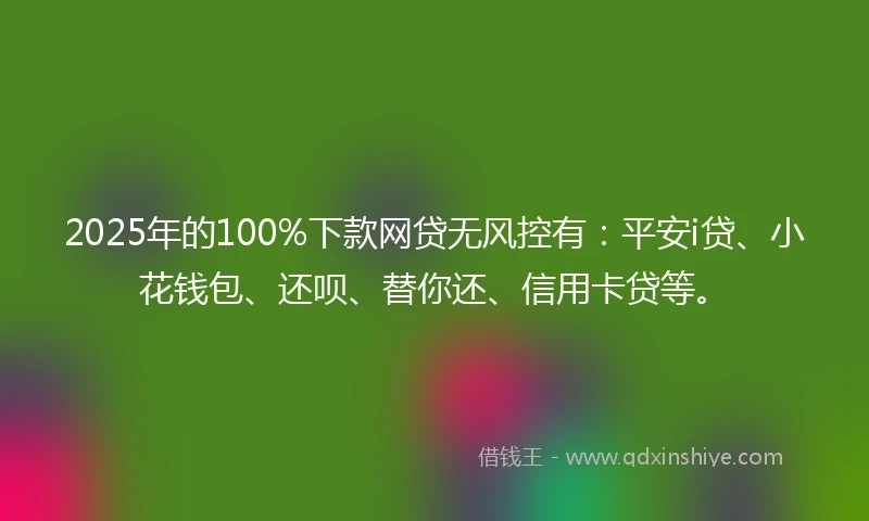 2025年的100%下款网贷无风控有：平安i贷、小花钱包、还呗、替你还、信用卡贷等。