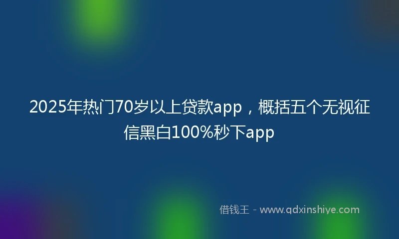 2025年热门70岁以上贷款app，概括五个无视征信黑白100%秒下app