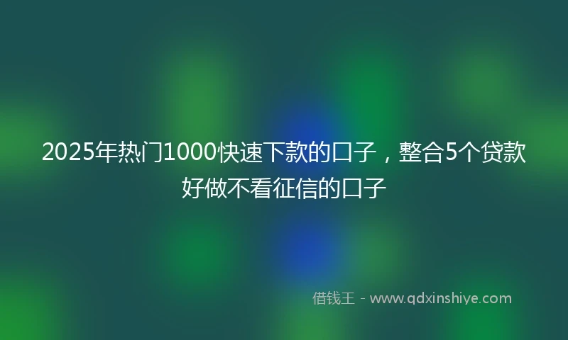 2025年热门1000快速下款的口子，整合5个贷款好做不看征信的口子