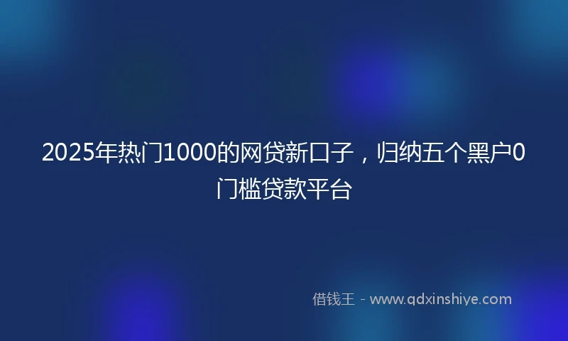 2025年热门1000的网贷新口子，归纳五个黑户0门槛贷款平台