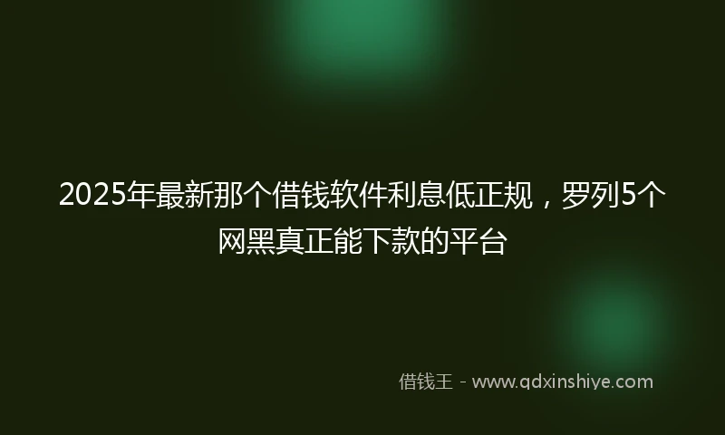 2025年最新那个借钱软件利息低正规，罗列5个网黑真正能下款的平台