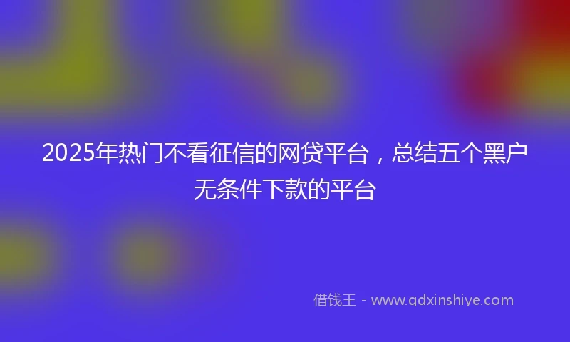 2025年热门不看征信的网贷平台，总结五个黑户无条件下款的平台