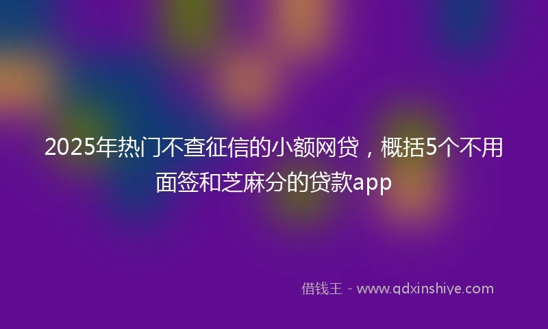 2025年热门不查征信的小额网贷,概括5个不用面签和芝麻分的贷款app