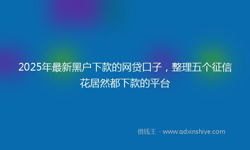2025年最新黑户下款的网贷口子，整理五个征信花居然都下款的平台