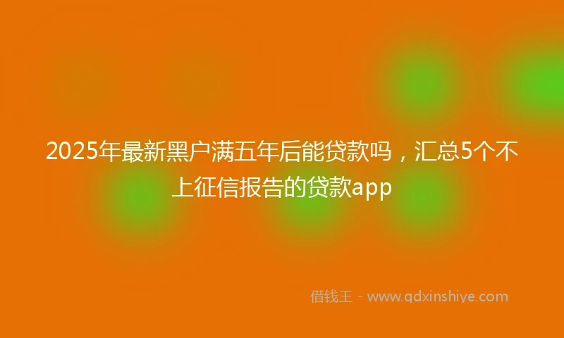 2025年最新黑户满五年后能贷款吗，汇总5个不上征信报告的贷款app