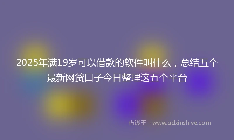 2025年满19岁可以借款的软件叫什么，总结五个最新网贷口子今日整理这五个平台