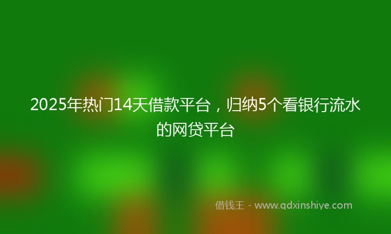 2025年热门14天借款平台,归纳5个看银行流水的网贷平台