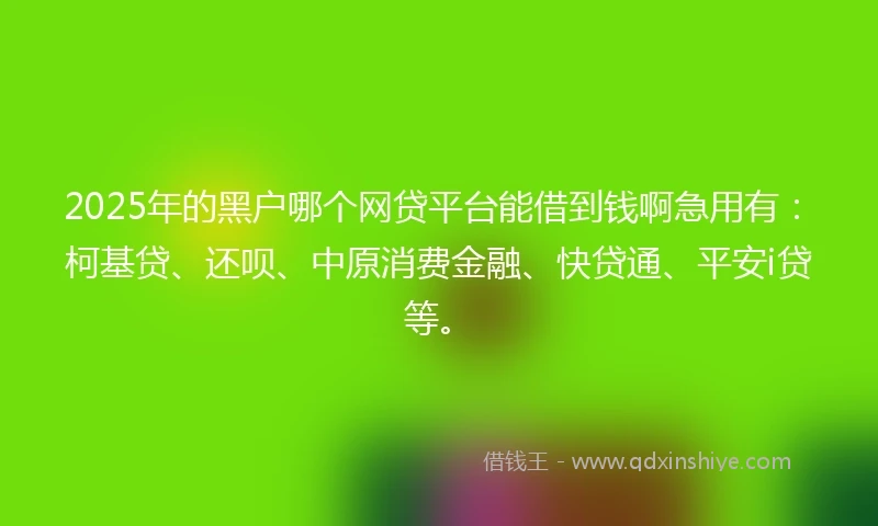 2025年的黑户哪个网贷平台能借到钱啊急用有：柯基贷、还呗、中原消费金融、快贷通、平安i贷等。