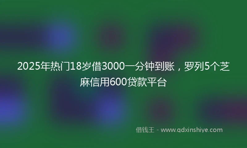 2025年热门18岁借3000一分钟到账，罗列5个芝麻信用600贷款平台