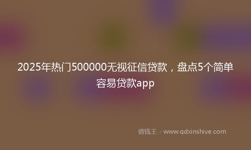 2025年热门500000无视征信贷款，盘点5个简单容易贷款app