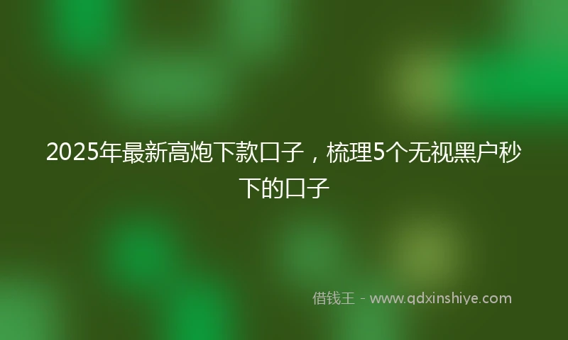 2025年最新高炮下款口子，梳理5个无视黑户秒下的口子