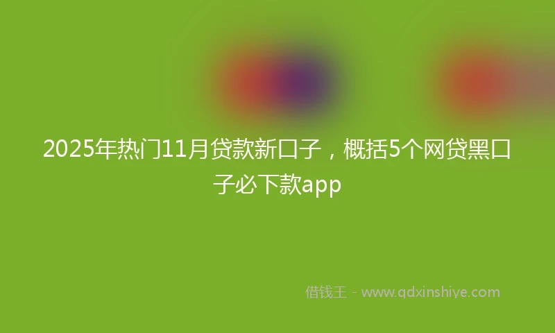 2025年热门11月贷款新口子，概括5个网贷黑口子必下款app