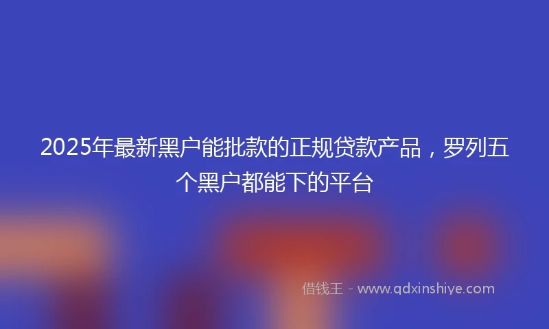 2025年最新黑户能批款的正规贷款产品，罗列五个黑户都能下的平台