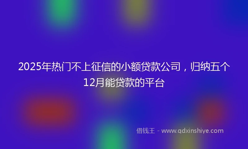 2025年热门不上征信的小额贷款公司，归纳五个12月能贷款的平台