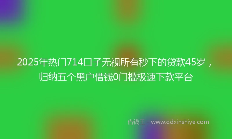 2025年热门714口子无视所有秒下的贷款45岁，归纳五个黑户借钱0门槛极速下款平台
