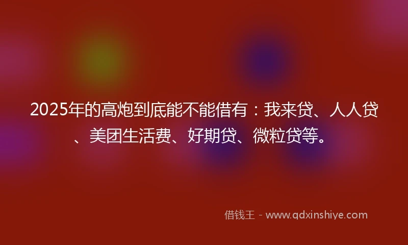 2025年的高炮到底能不能借有：我来贷、人人贷、美团生活费、好期贷、微粒贷等。