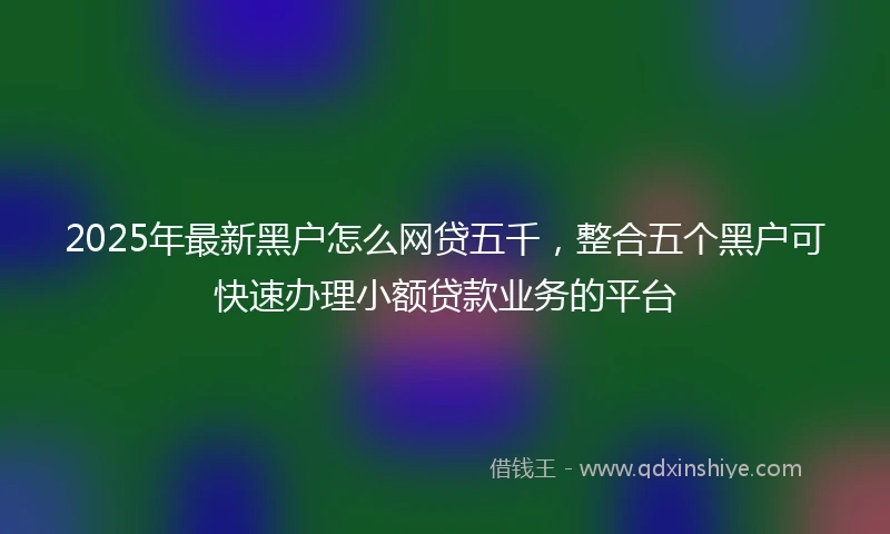 2025年最新黑户怎么网贷五千，整合五个黑户可快速办理小额贷款业务的平台