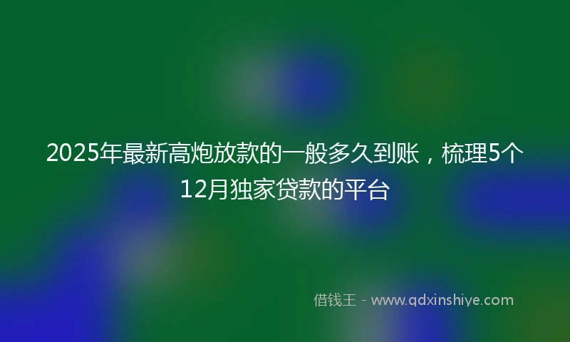 2025年最新高炮放款的一般多久到账,梳理5个12月独家贷款的平台