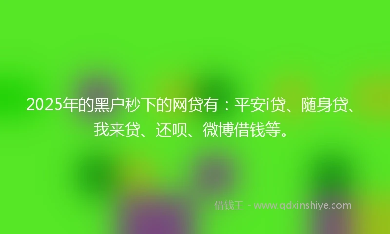 2025年的黑户秒下的网贷有：平安i贷、随身贷、我来贷、还呗、微博借钱等。
