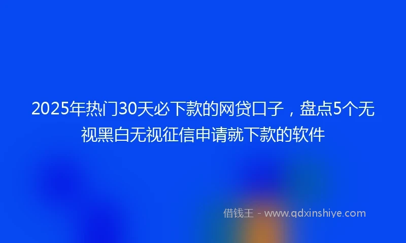 2025年热门30天必下款的网贷口子,盘点5个无视黑白无视征信申请就下款的软件