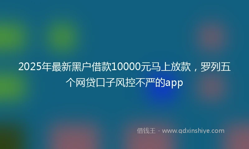 2025年最新黑户借款10000元马上放款，罗列五个网贷口子风控不严的app