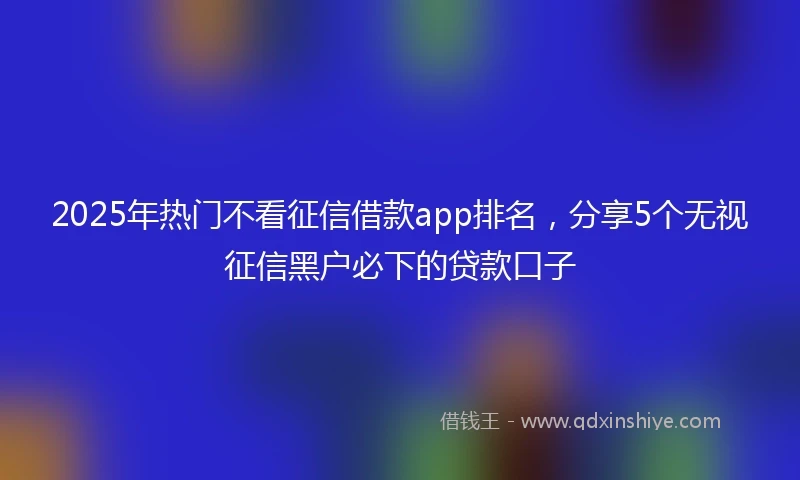 2025年热门不看征信借款app排名,分享5个无视征信黑户必下的贷款口子