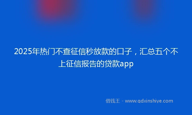 2025年热门不查征信秒放款的口子，汇总五个不上征信报告的贷款app