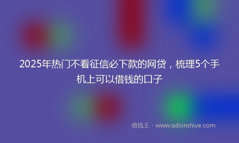 2025年热门不看征信必下款的网贷，梳理5个手机上可以借钱的口子