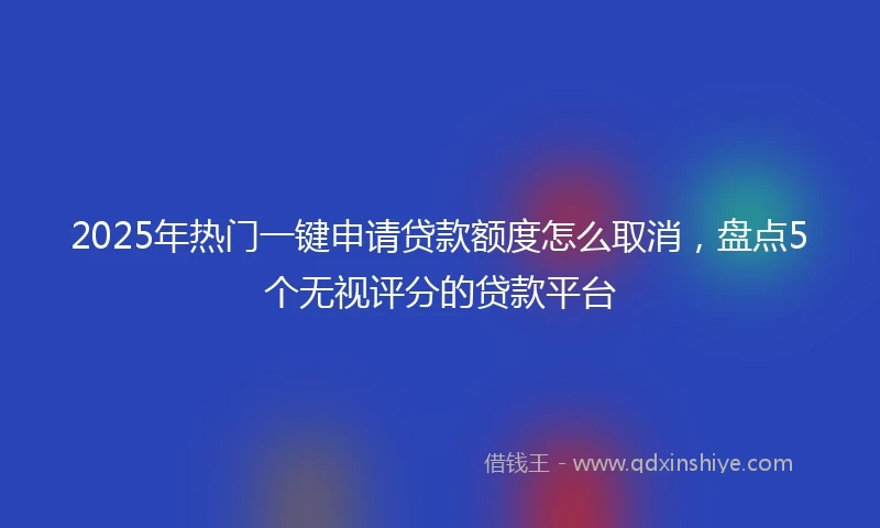 2025年热门一键申请贷款额度怎么取消,盘点5个无视评分的贷款平台