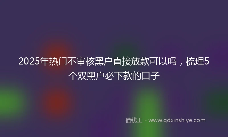 2025年热门不审核黑户直接放款可以吗，梳理5个双黑户必下款的口子
