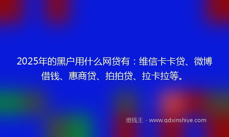 2025年的黑户用什么网贷有：维信卡卡贷、微博借钱、惠商贷、拍拍贷、拉卡拉等。