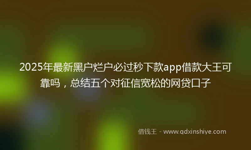 2025年最新黑户烂户必过秒下款app借款大王可靠吗，总结五个对征信宽松的网贷口子