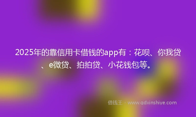 2025年的靠信用卡借钱的app有：花呗、你我贷、e微贷、拍拍贷、小花钱包等。