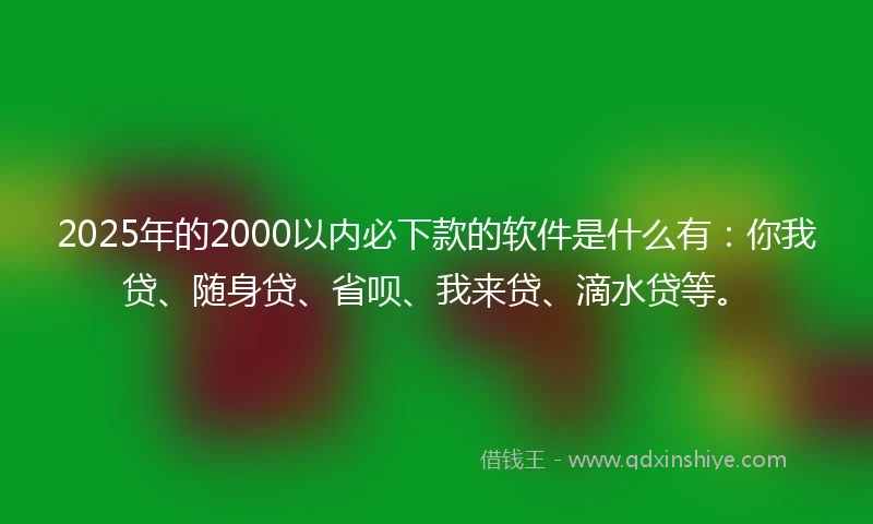 2025年的2000以内必下款的软件是什么有：你我贷、随身贷、省呗、我来贷、滴水贷等。
