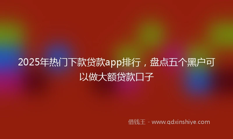 2025年热门下款贷款app排行，盘点五个黑户可以做大额贷款口子