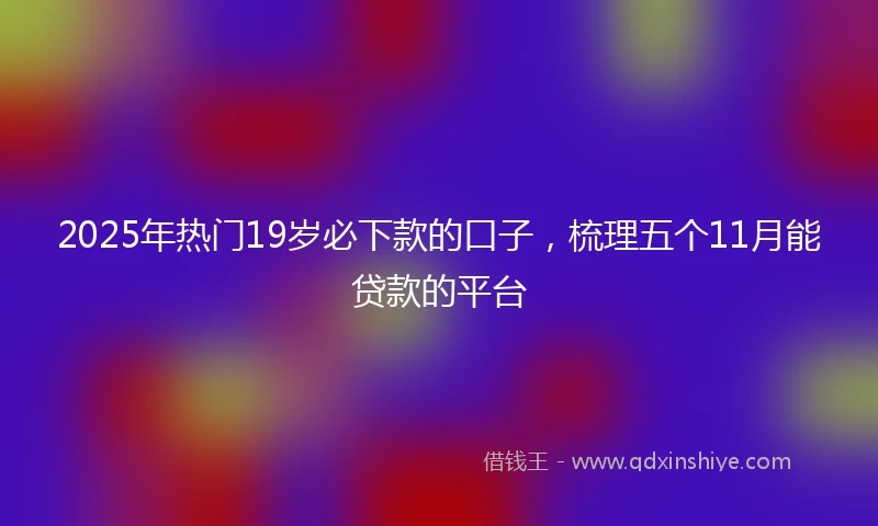 2025年热门19岁必下款的口子，梳理五个11月能贷款的平台