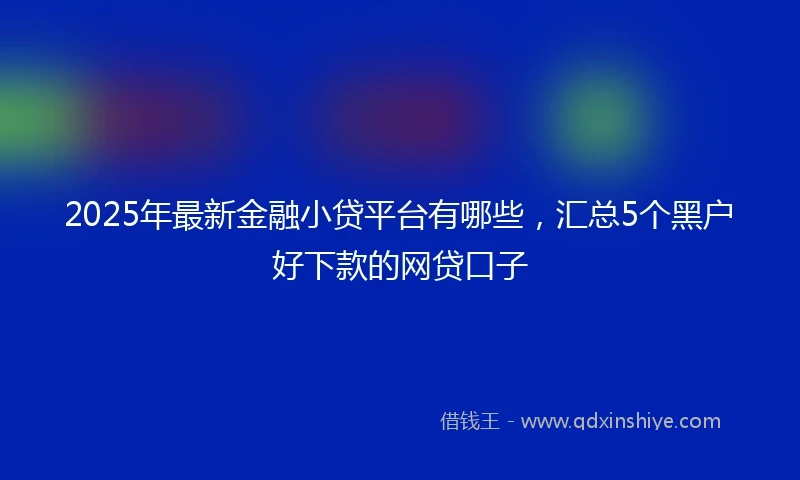 2025年最新金融小贷平台有哪些,汇总5个黑户好下款的网贷口子