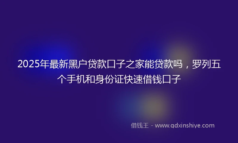 2025年最新黑户贷款口子之家能贷款吗，罗列五个手机和身份证快速借钱口子