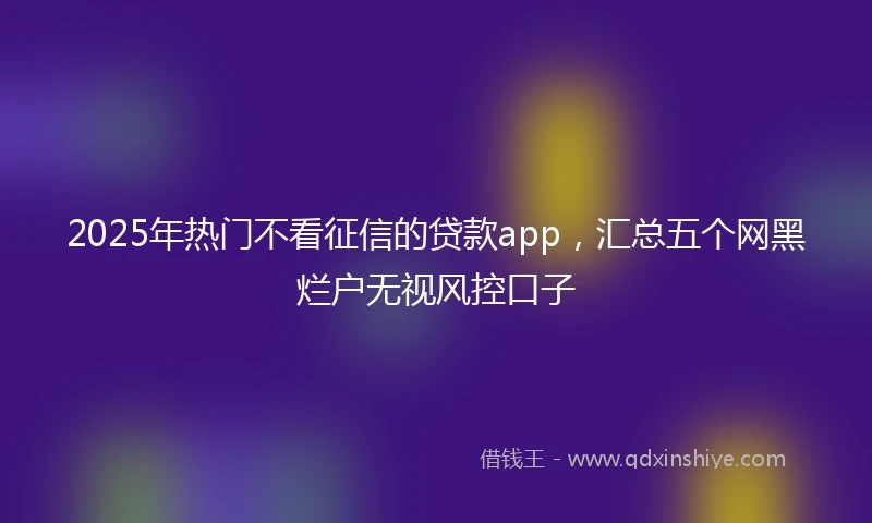2025年热门不看征信的贷款app，汇总五个网黑烂户无视风控口子